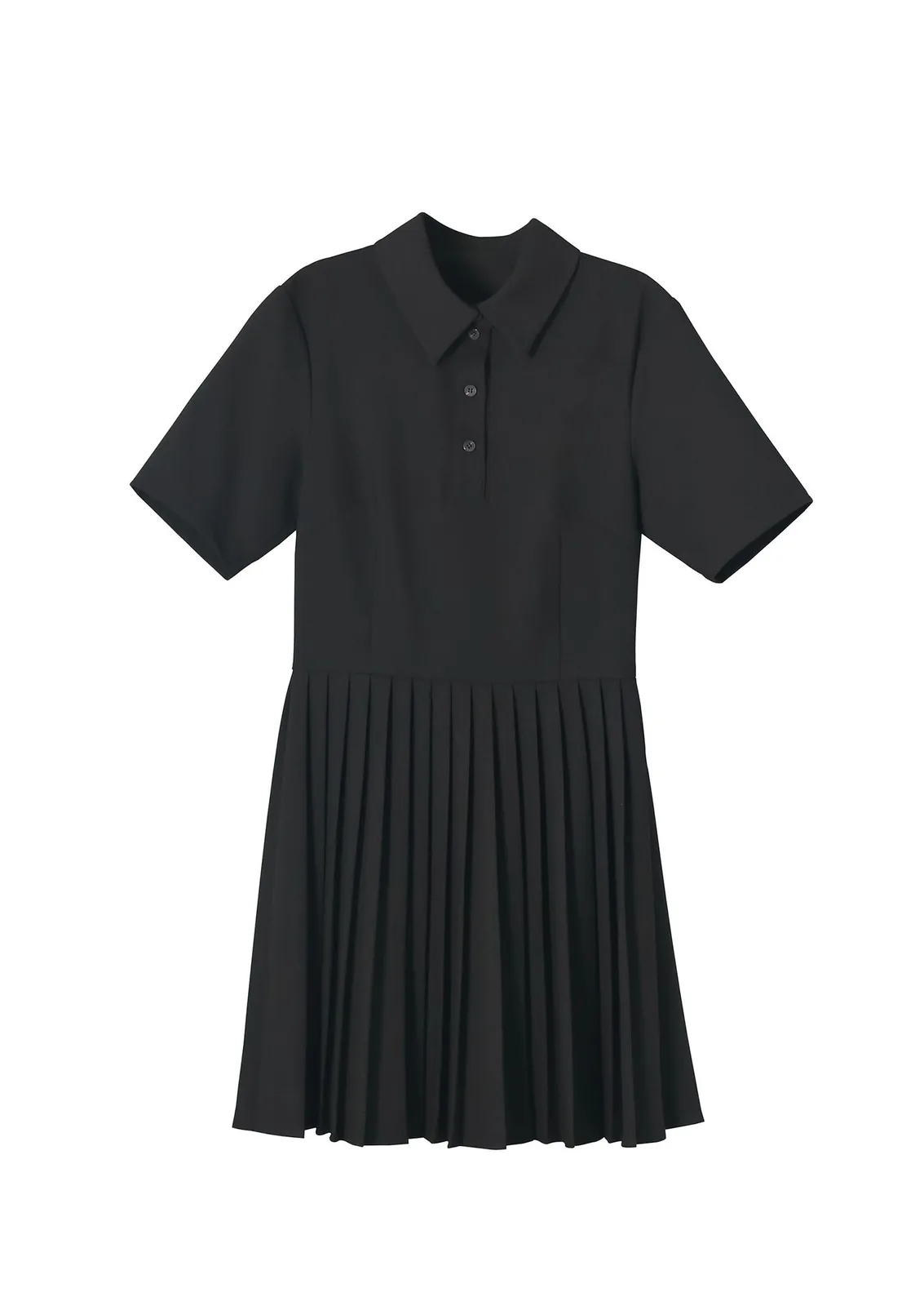 short-sleeve polo dress; pleats