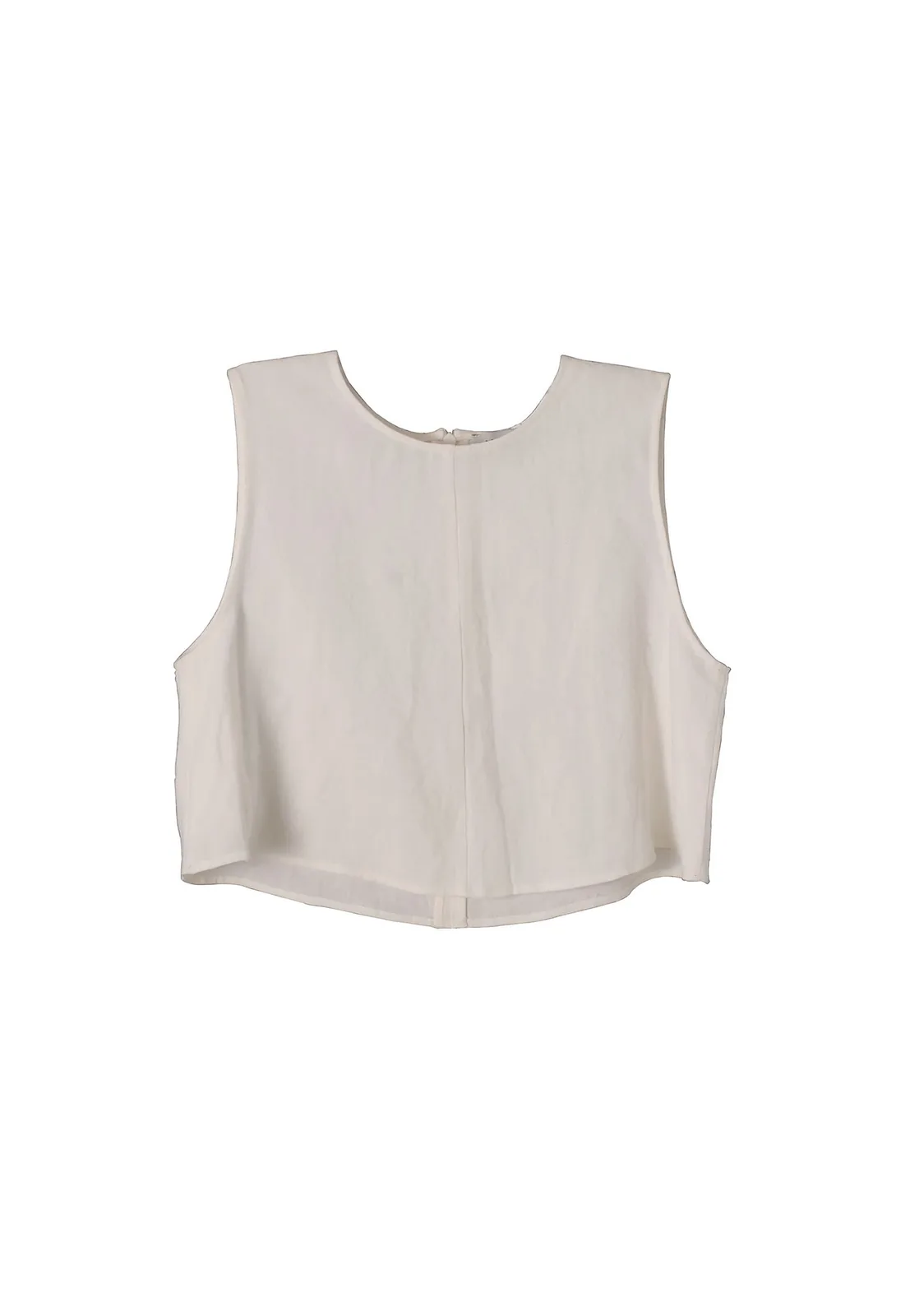 linen cropped sleeveless top